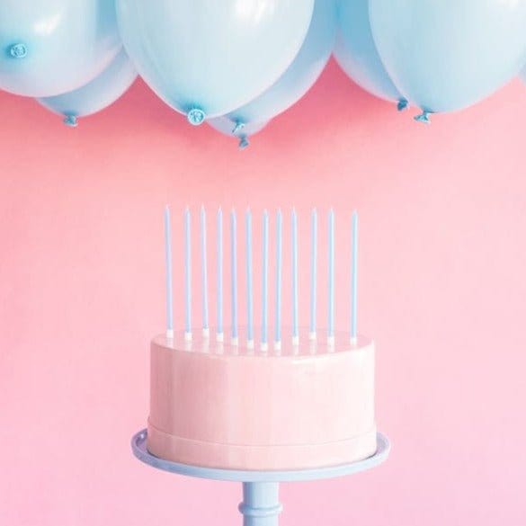 Party Deco - Light Blue Tall Birthday Candles x 12 Birthday Candles Light Blue Tall Birthday Candles x 12