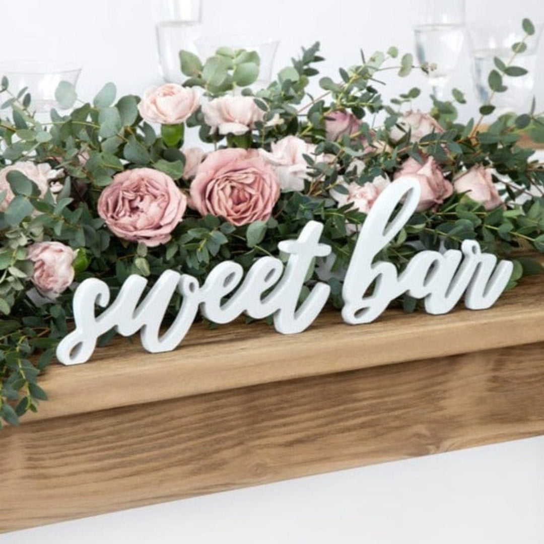 Party Deco Party Supplies - Sweet Bar Wedding White Wooden Sign Sweet Bar Wedding White Wooden Sign