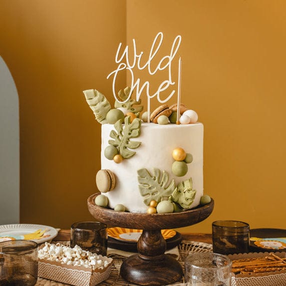 Party Deco Party Supplies - Wooden Wild One Party Cake Topper Cake Decorating Supplies Wooden Wild One Cake Topper