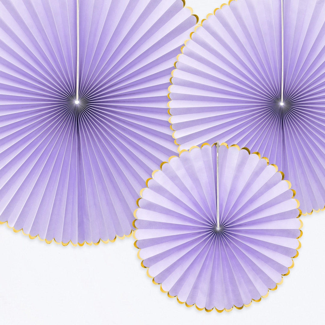 Party Decorations - Pastel Purple Party Paper Fans x 3 Party Supplies Pastel Purple Party Paper Fans x 3