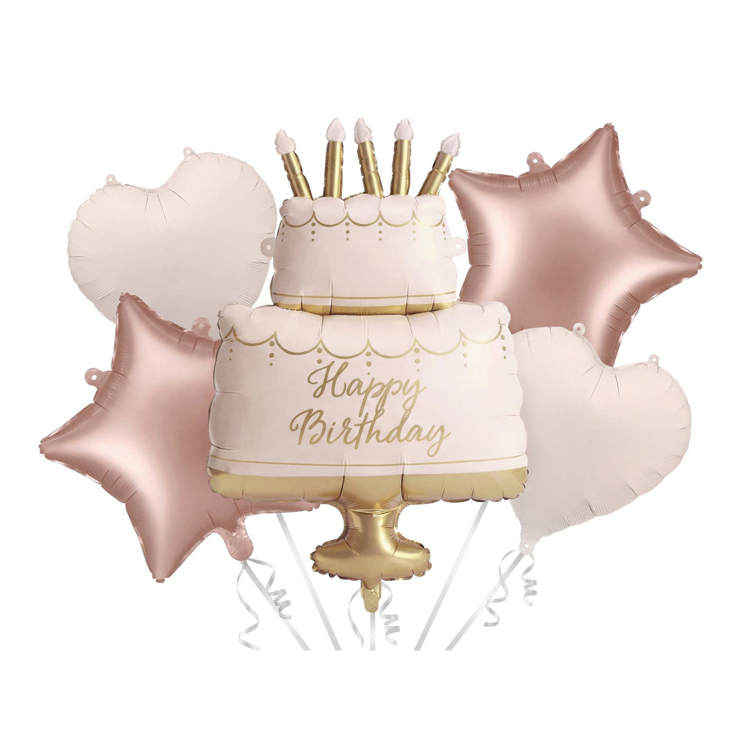 Pastel Birthday Cake Foil Balloon Bouquet Set x 5 Foil Balloon Pastel Birthday Cake Foil Balloon Bouquet Set x 5