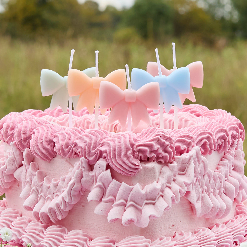 Pastel Bow Cake Candles x 5 Birthday Candles Pastel Bow Cake Candles x 5