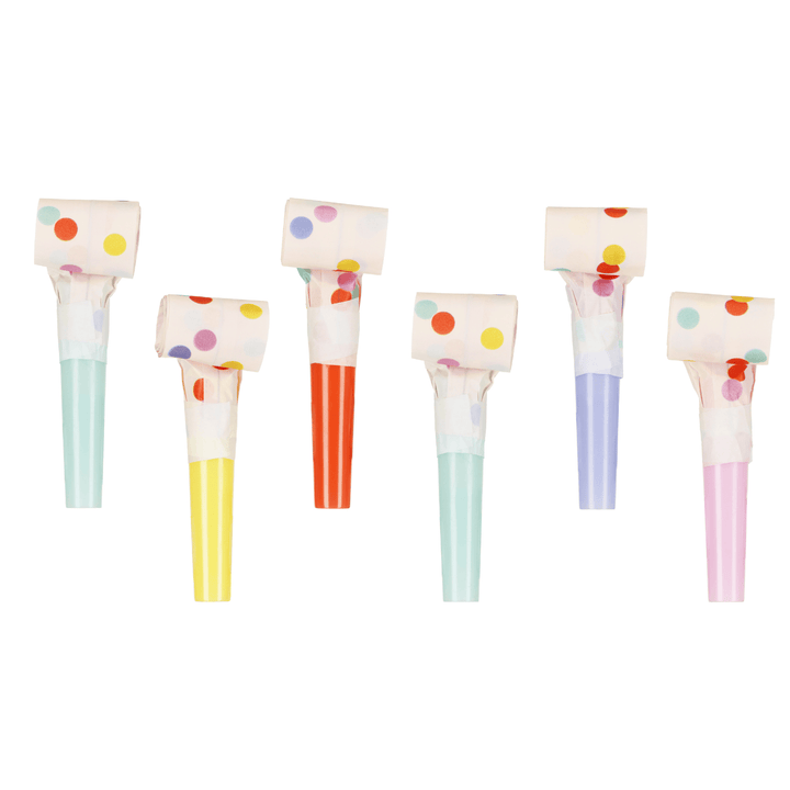 Pastel Confetti Party Blowers (Set of 6) | Polka Dot Whistles party blower Pastel Confetti Party Blowers - Set of 6