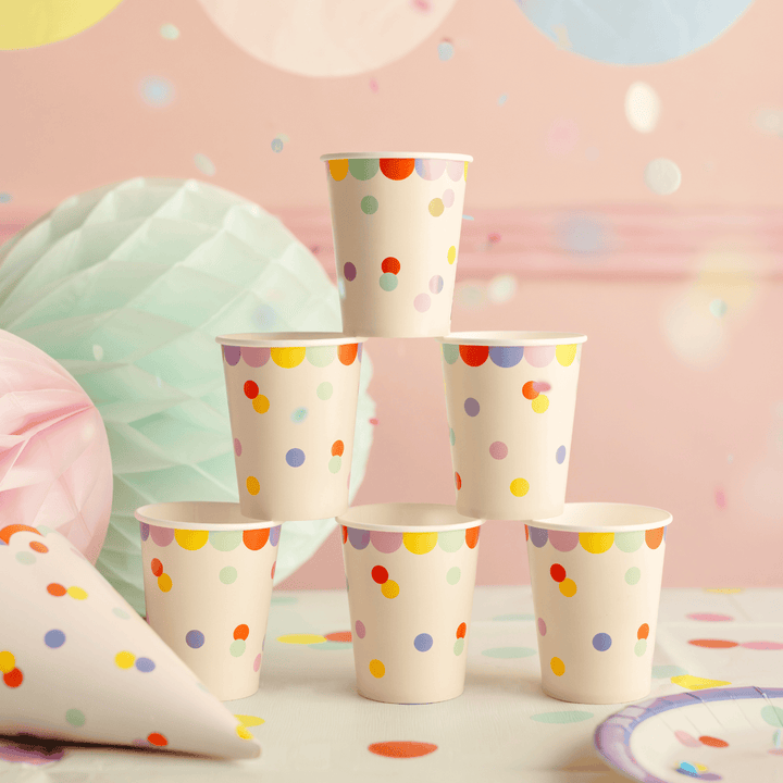 Pastel Confetti Party Cups (Set of 6) | Polka Dot Paper Cups Disposable Cups Pastel Confetti Party Cups - Set of 6