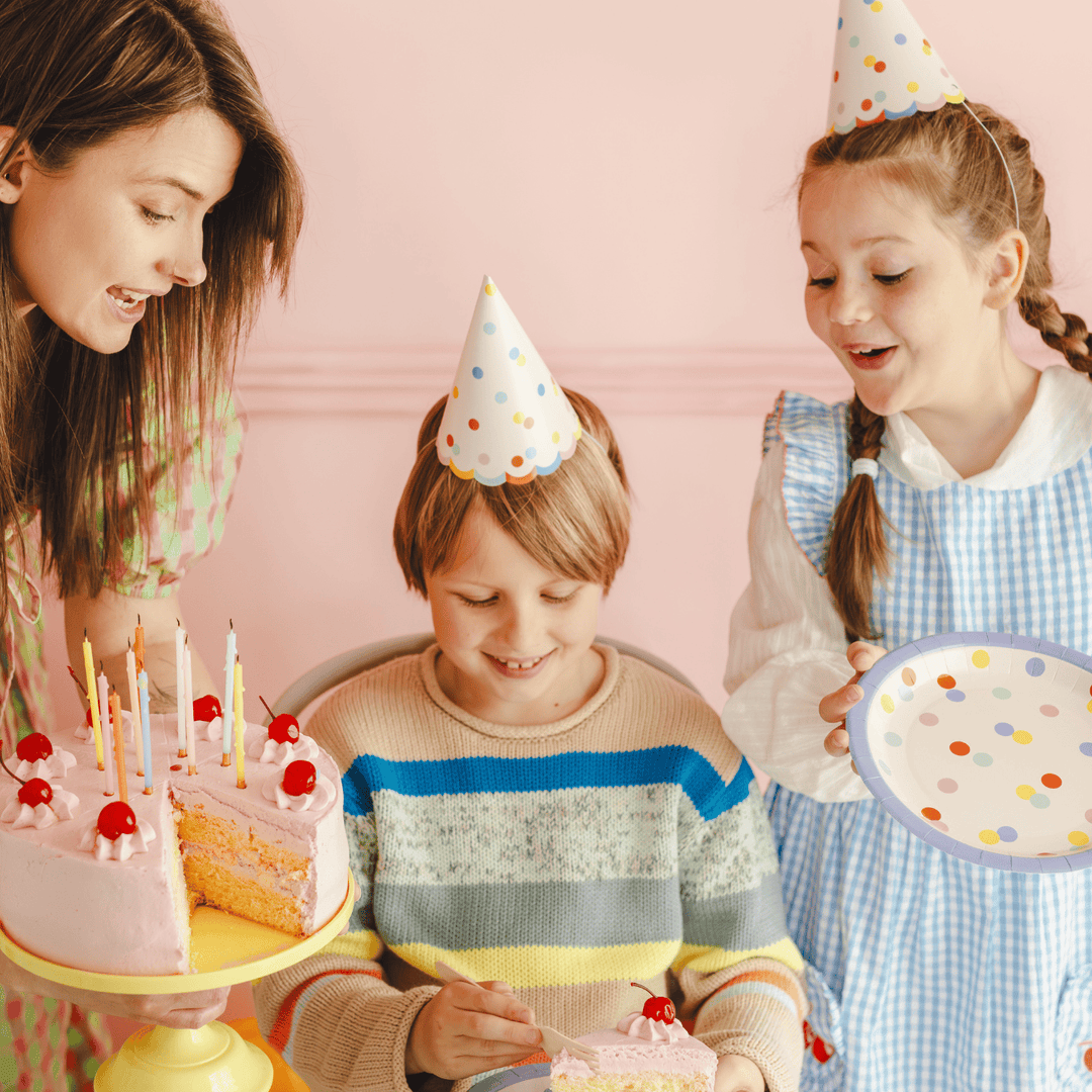 Pastel Confetti Party Hats (Set of 6) | Polka Dot Party Hats Party Hats Pastel Confetti Party Hats - Set of 6