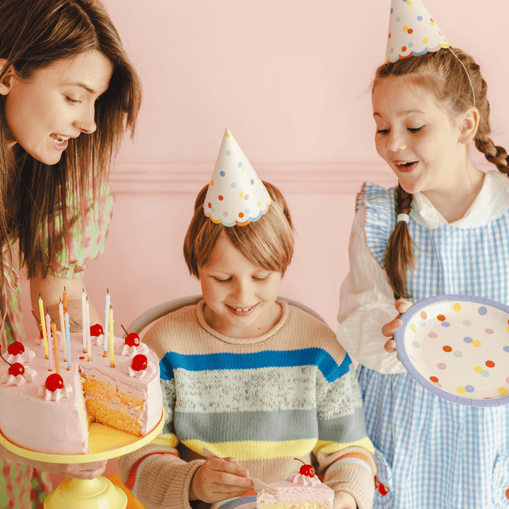Pastel Confetti Party Hats (Set of 6) | Polka Dot Party Hats Party Hats Pastel Confetti Party Hats - Set of 6
