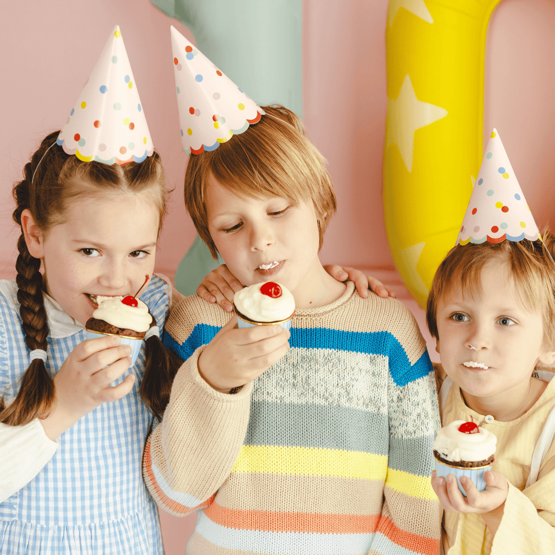 Pastel Confetti Party Hats (Set of 6) | Polka Dot Party Hats Party Hats Pastel Confetti Party Hats - Set of 6
