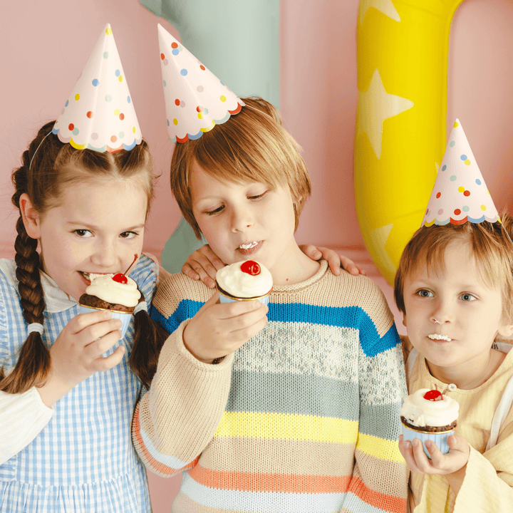 Pastel Confetti Party Hats (Set of 6) | Polka Dot Party Hats Party Hats Pastel Confetti Party Hats - Set of 6