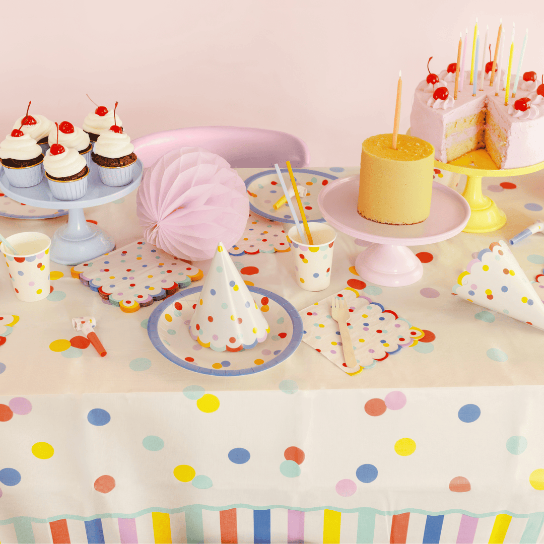 Pastel Confetti Party Tablecover | Polka Dot Paper Table Cover tablecover Pastel Confetti Party Tablecover - 180 x 120cm