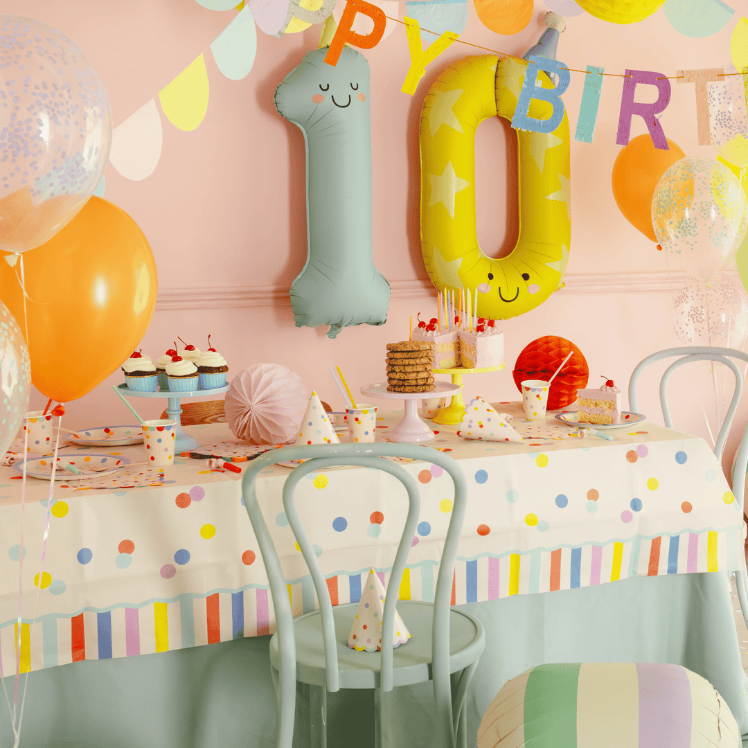 Pastel Confetti Party Tablecover | Polka Dot Paper Table Cover tablecover Pastel Confetti Party Tablecover - 180 x 120cm