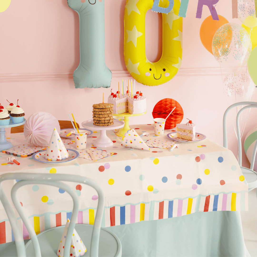 Pastel Confetti Party Tablecover | Polka Dot Paper Table Cover tablecover Pastel Confetti Party Tablecover - 180 x 120cm