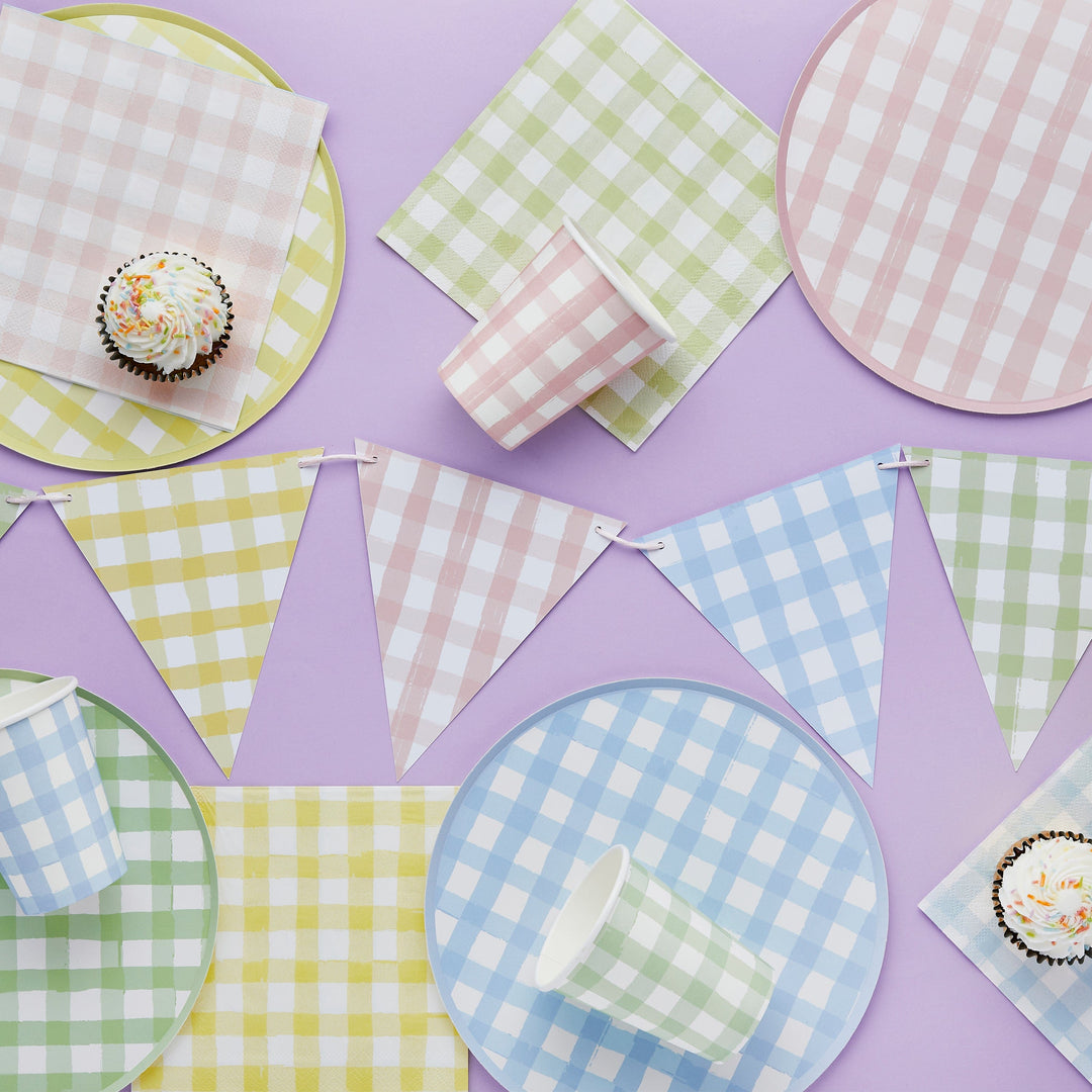 Pastel Gingham Party Napkins x 16 Paper Napkins Pastel Gingham Party Napkins x 16