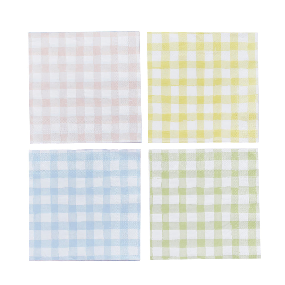 Pastel Gingham Party Napkins x 16 Paper Napkins Pastel Gingham Party Napkins x 16
