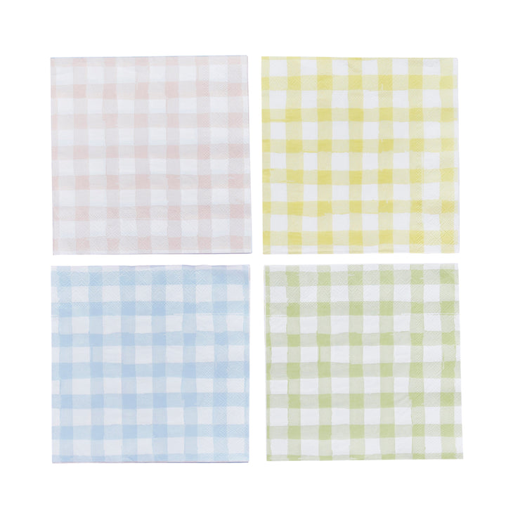Pastel Gingham Party Napkins x 16 Paper Napkins Pastel Gingham Party Napkins x 16