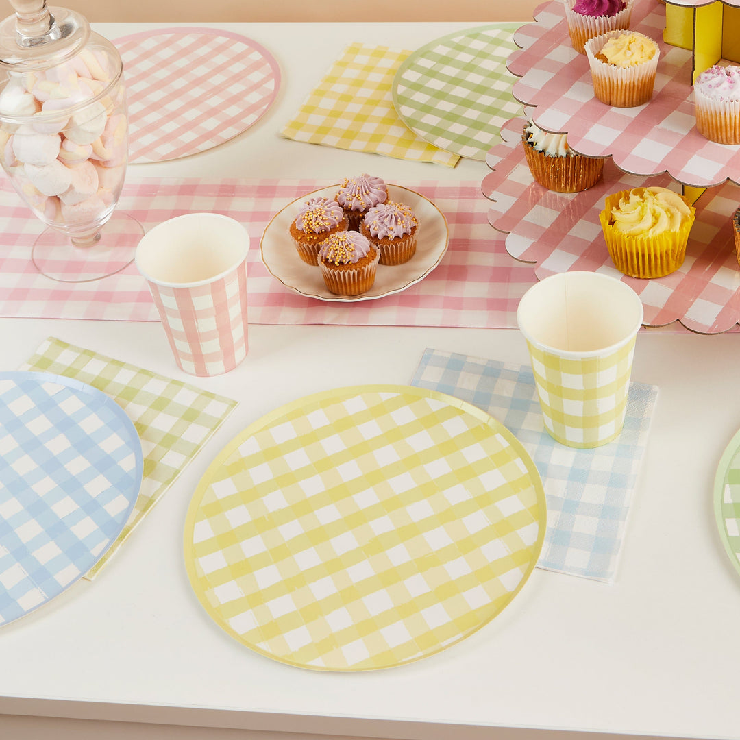 Pastel Gingham Party Napkins x 16 Paper Napkins Pastel Gingham Party Napkins x 16