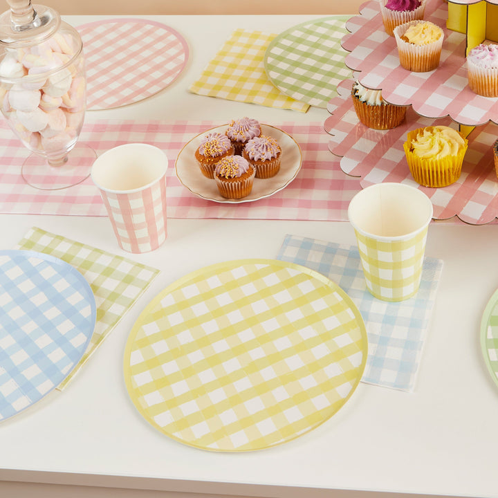 Pastel Gingham Party Napkins x 16 Paper Napkins Pastel Gingham Party Napkins x 16
