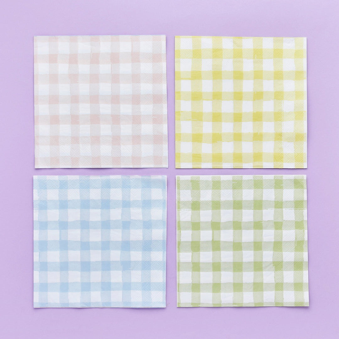 Pastel Gingham Party Napkins x 16 Paper Napkins Pastel Gingham Party Napkins x 16