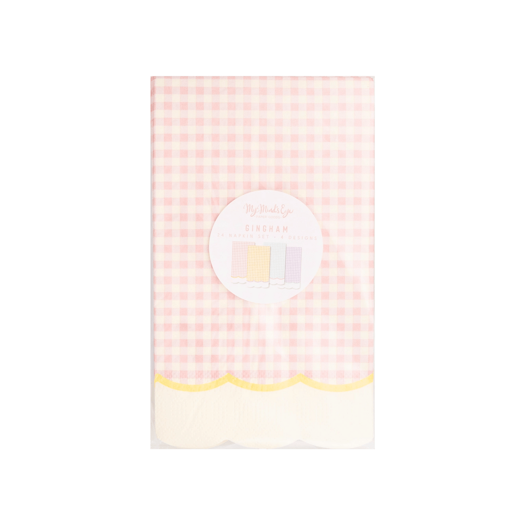 Pastel Gingham Party Napkins x 24 - Pastel Party Supplies Paper Napkins Pastel Gingham Party Napkins x 24