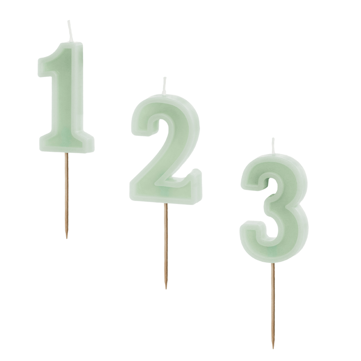 Pastel Green Number Cake Candles (0-9) - Birthday Cake Candles Birthday Candles Pastel Green Number Cake Candles (0-9)