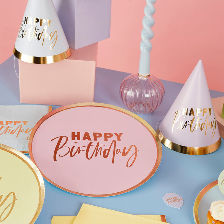 Pastel Happy Birthday Party Hats x 10 | Pastel Party Supplies UK Party Hats Pastel Happy Birthday Party Hats x 10