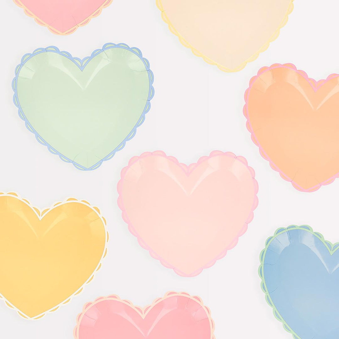Pastel Heart Small Party Plates x 8 | Meri Meri party plates Pastel Heart Small Party Plates x 8