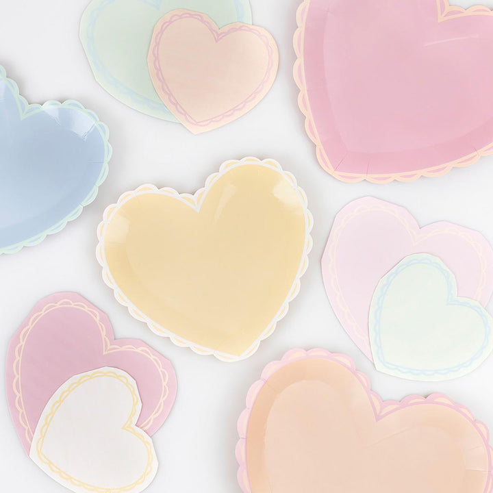 Pastel Heart Small Party Plates x 8 | Meri Meri party plates Pastel Heart Small Party Plates x 8