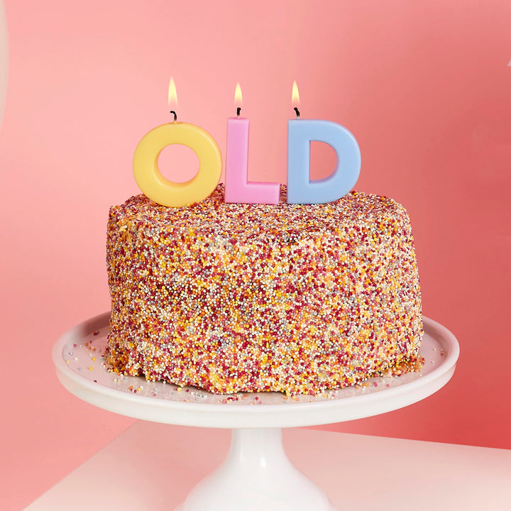 Pastel OLD Cake Candle | Birthday Party Supplies UK Birthday Candles Pastel OLD Cake Candle