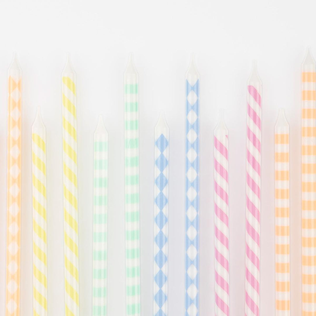 Pastel Patterned Party Candles x 16 | Meri Meri Birthday Candles Pastel Patterned Party Candles x 16