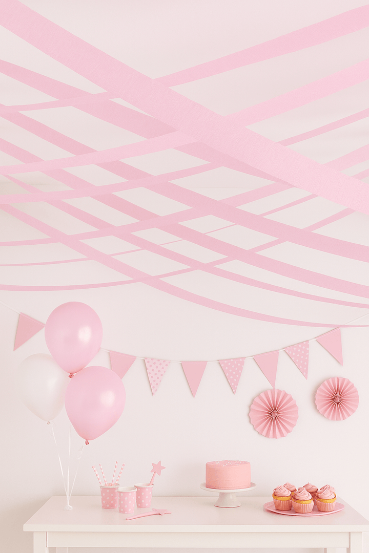 Pastel Pink Crepe Paper Streamer - 24m - Pink Party Decorations Paper Decoration Pastel Pink Crepe Paper Streamer - 24m