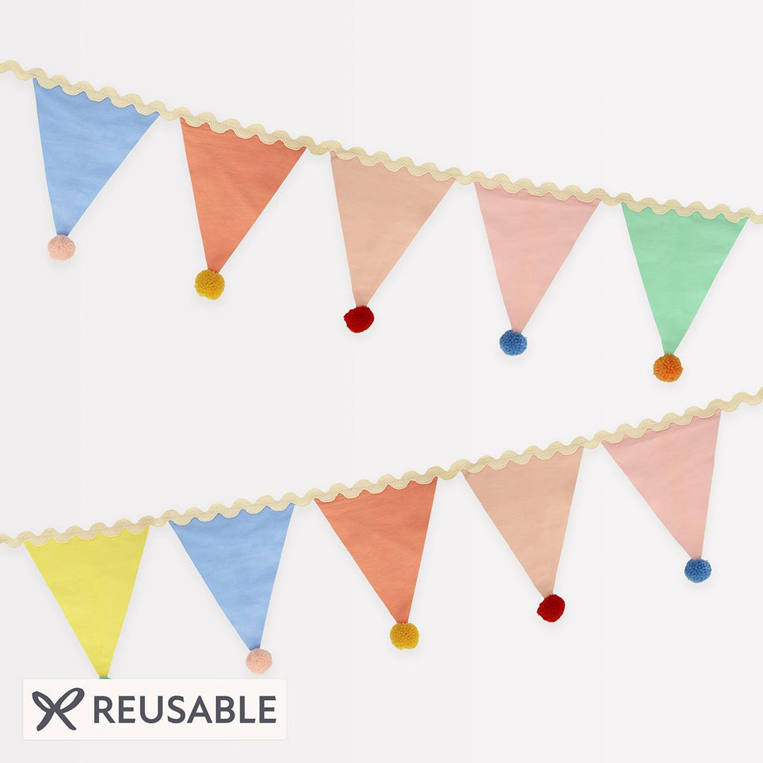 Pastel Pompom Flag Garland | Party & Nursery Decor UK Garlands Pastel Pompom Flag Garland