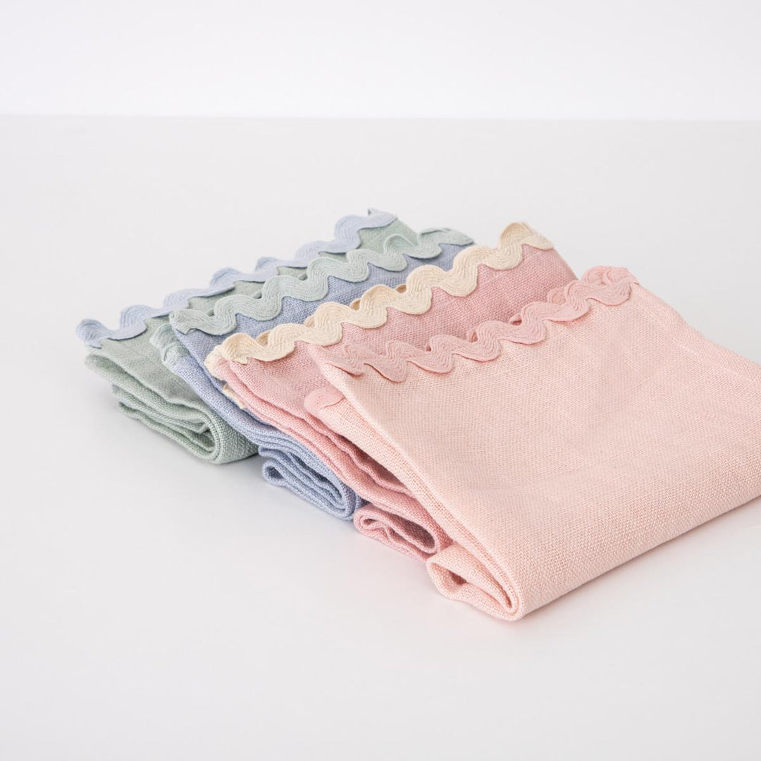 Pastel Ricrac Linen Napkins x 4 | Meri Meri Tableware Pastel Ricrac Linen Napkins x 4