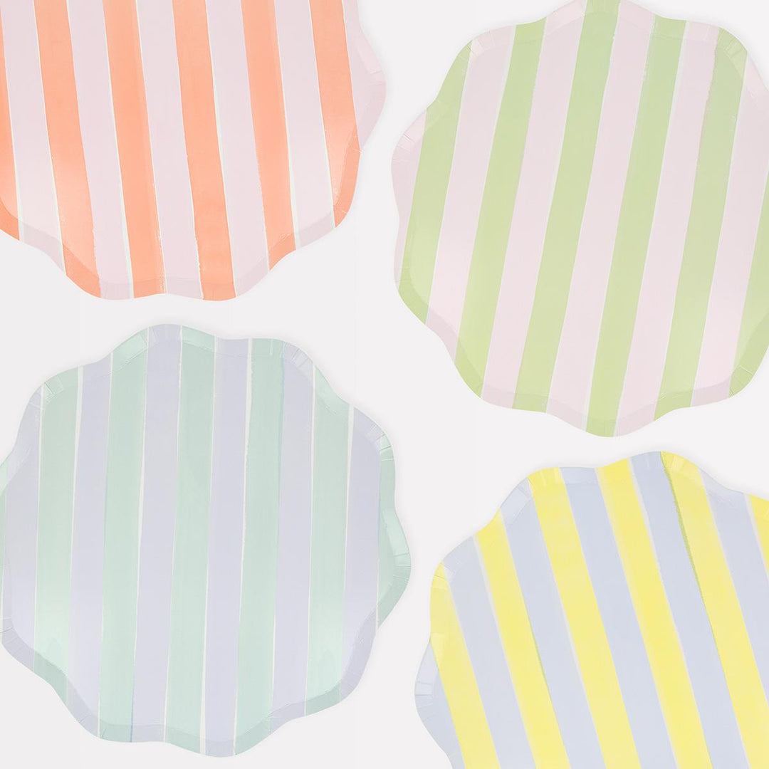 Pastel Stripe Dinner Party Plates x 8 | Meri Meri party plates Pastel Stripe Dinner Party Plates x 8