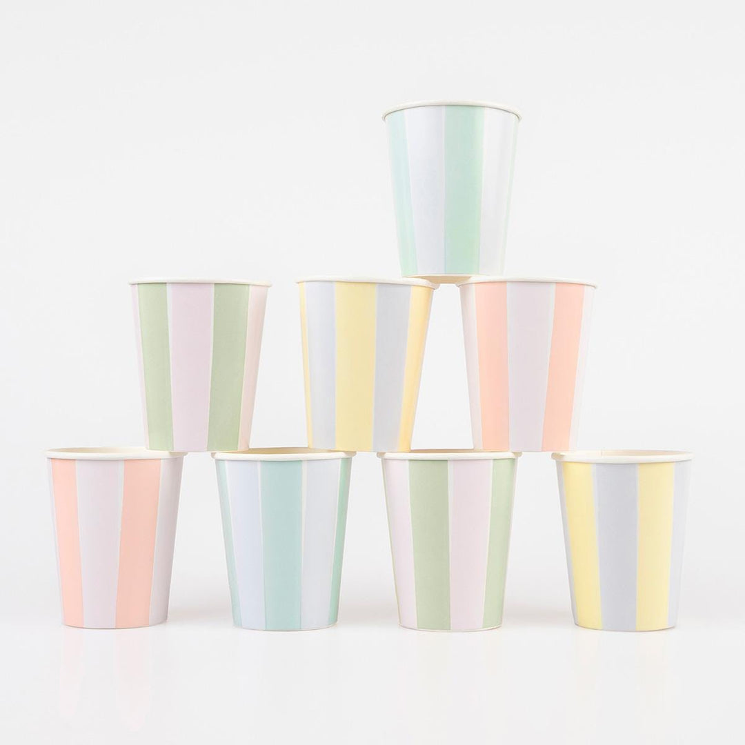 Pastel Stripe Party Cups x 8 | Meri Meri party cups Pastel Stripe Party Cups x 8