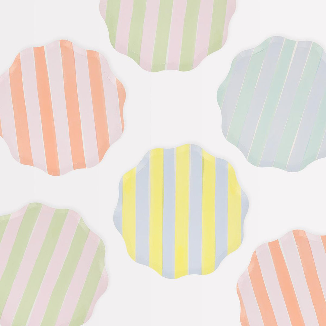 Pastel Stripe Side Party Plates x 8 | Meri Meri party plates Pastel Stripe Side Party Plates x 8