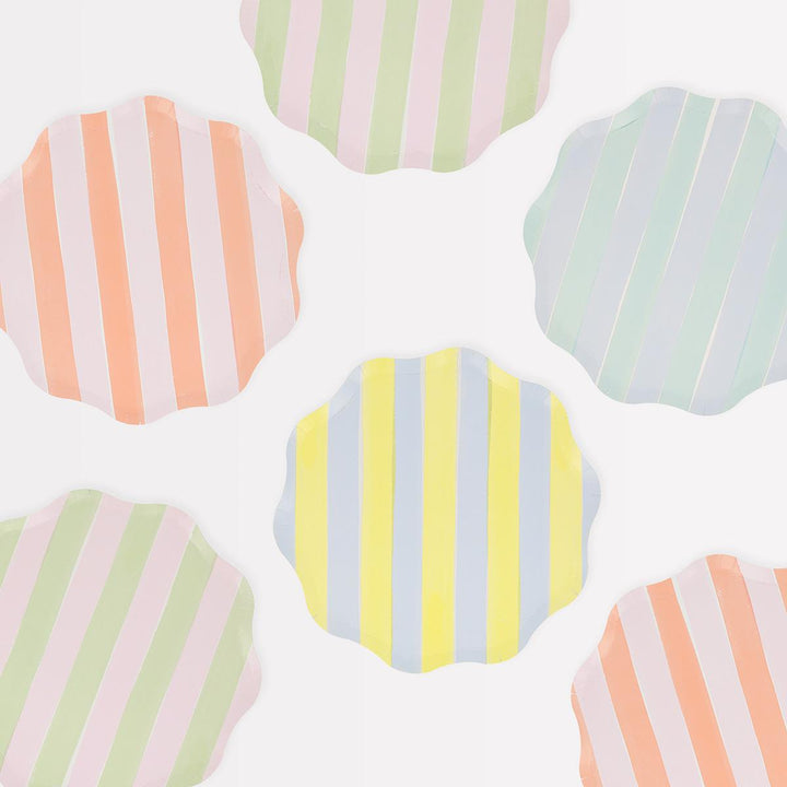 Pastel Stripe Side Party Plates x 8 | Meri Meri party plates Pastel Stripe Side Party Plates x 8