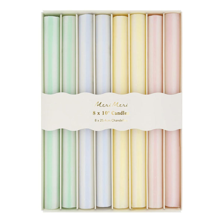 Pastel Striped Table Candles x 8 | Meri Meri Candle Pastel Striped Table Candles x 8