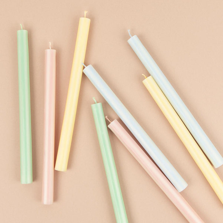 Pastel Striped Table Candles x 8 | Meri Meri Candle Pastel Striped Table Candles x 8