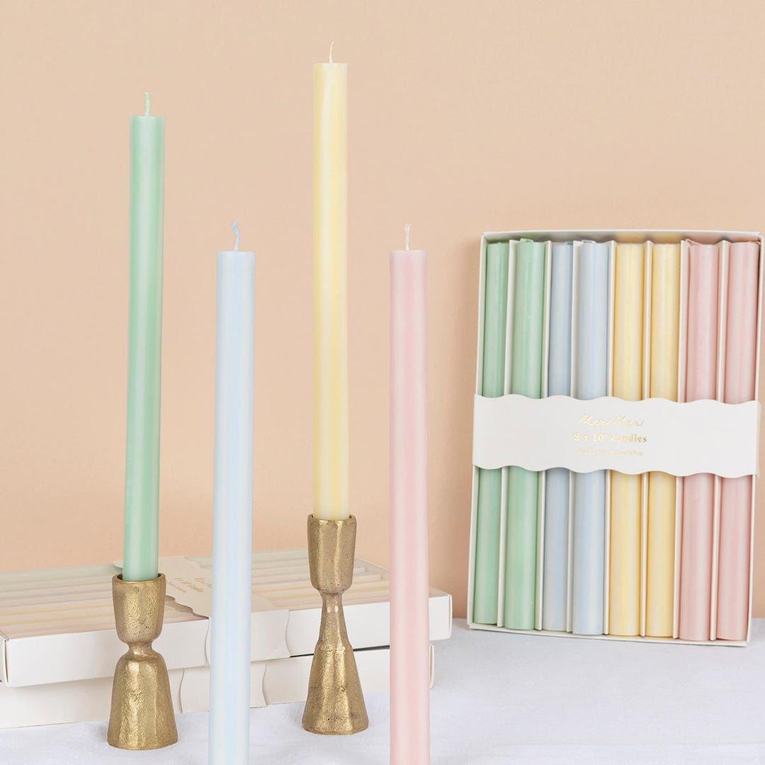 Pastel Striped Table Candles x 8 | Meri Meri Candle Pastel Striped Table Candles x 8