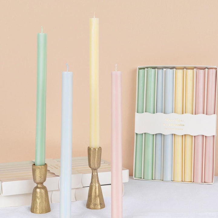 Pastel Striped Table Candles x 8 | Meri Meri Candle Pastel Striped Table Candles x 8