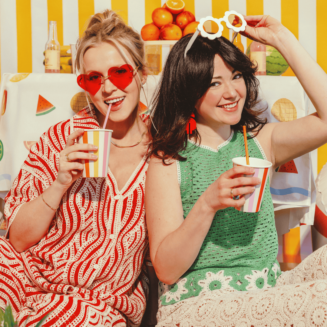 Pastel Stripes Party Cups x 6 - Summer Party Supplies Disposable Cups Pastel Stripes Party Cups x 6