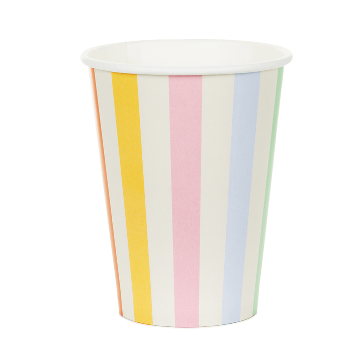 Pastel Stripes Party Cups x 6 - Summer Party Supplies Disposable Cups Pastel Stripes Party Cups x 6