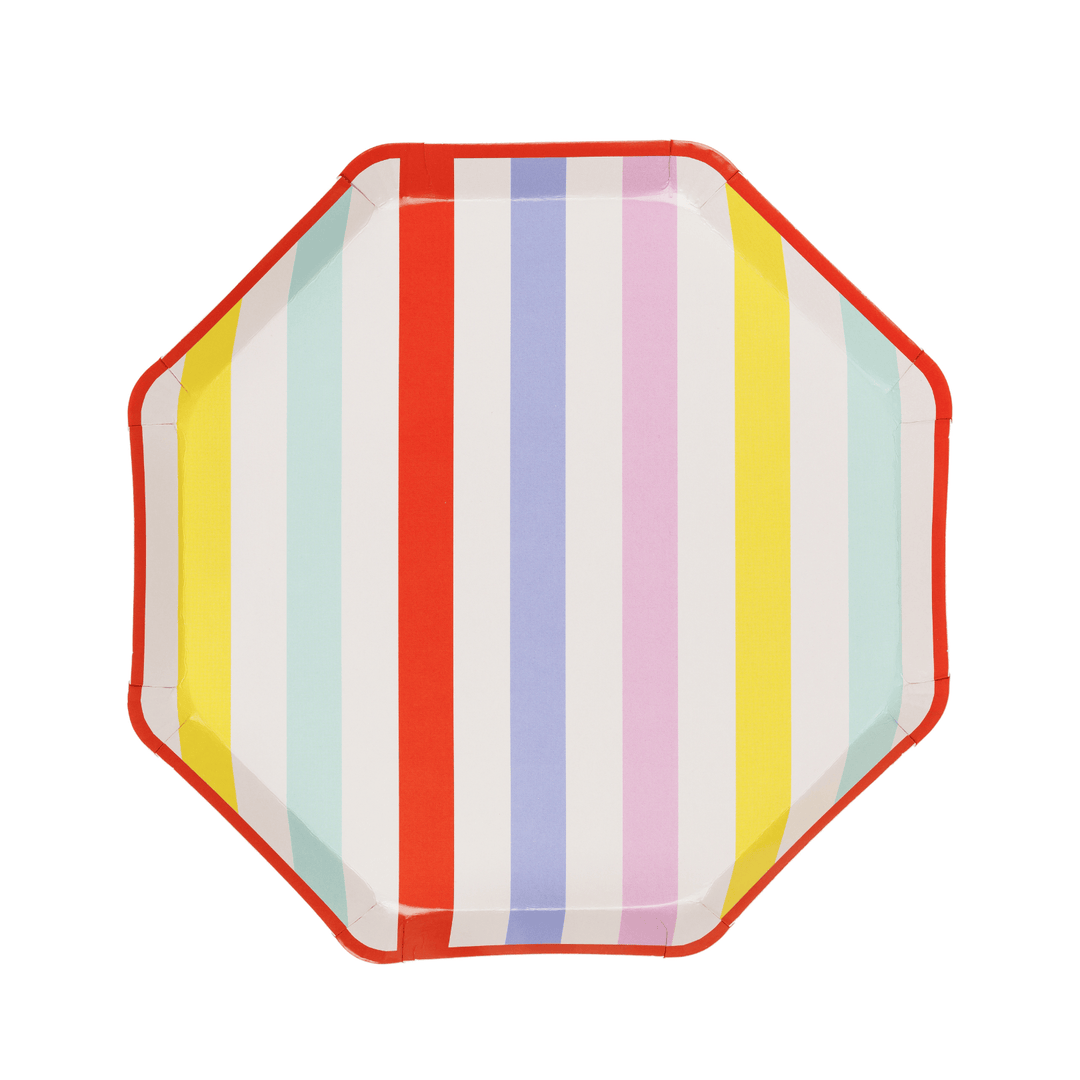 Pastel Stripes Party Plates x 6 - Summer Party Supplies Disposable Plates Pastel Stripes Party Plates x 6