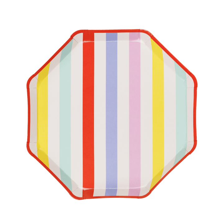 Pastel Stripes Party Plates x 6 - Summer Party Supplies Disposable Plates Pastel Stripes Party Plates x 6