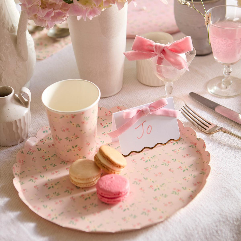 Pastel Velvet Bow Place Cards x 6 | Meri Meri place cards Pastel Velvet Bow Place Cards x 6