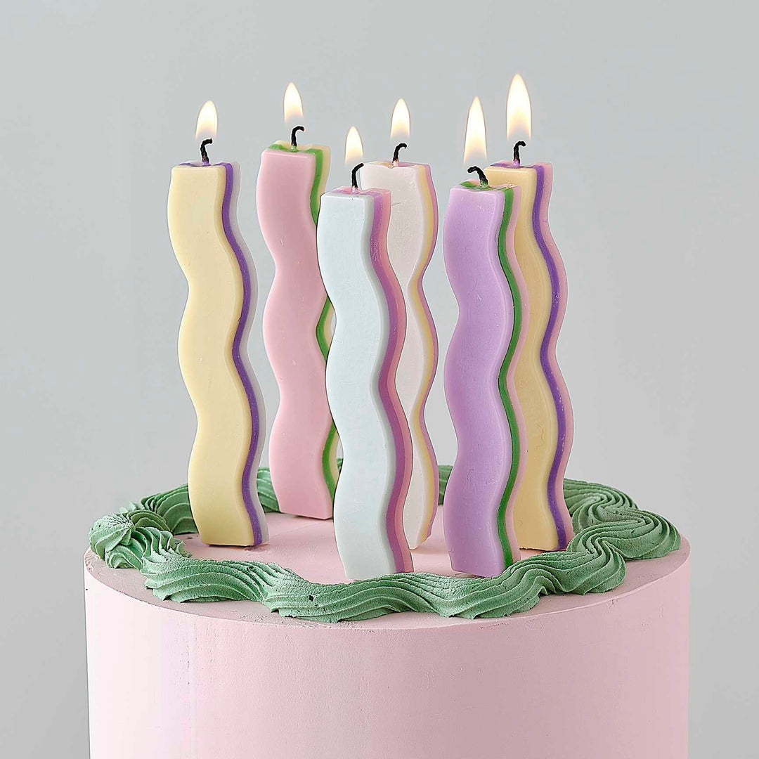 Birthday Candles Pastel Wave Birthday Cake Candles x 6