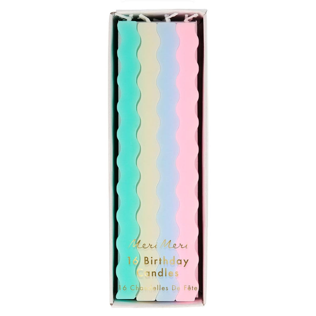 Pastel Wavy Party Candles x 16 | Meri Meri Birthday Candles Pastel Wavy Party Candles x 16
