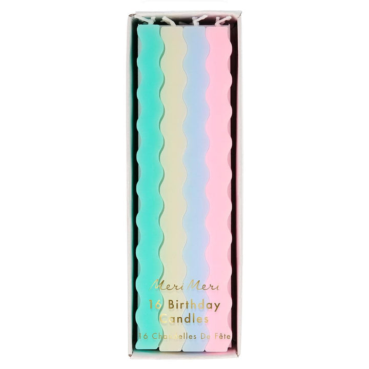 Pastel Wavy Party Candles x 16 | Meri Meri Birthday Candles Pastel Wavy Party Candles x 16