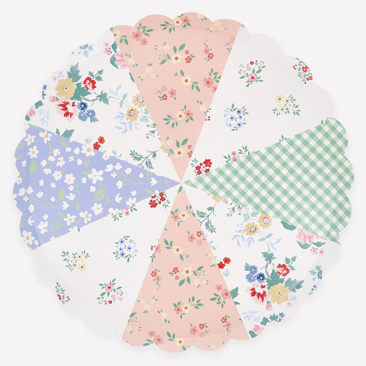 Patchwork Dinner Party Plates x 8 | Meri Meri party plates Patchwork Dinner Party Plates x 8