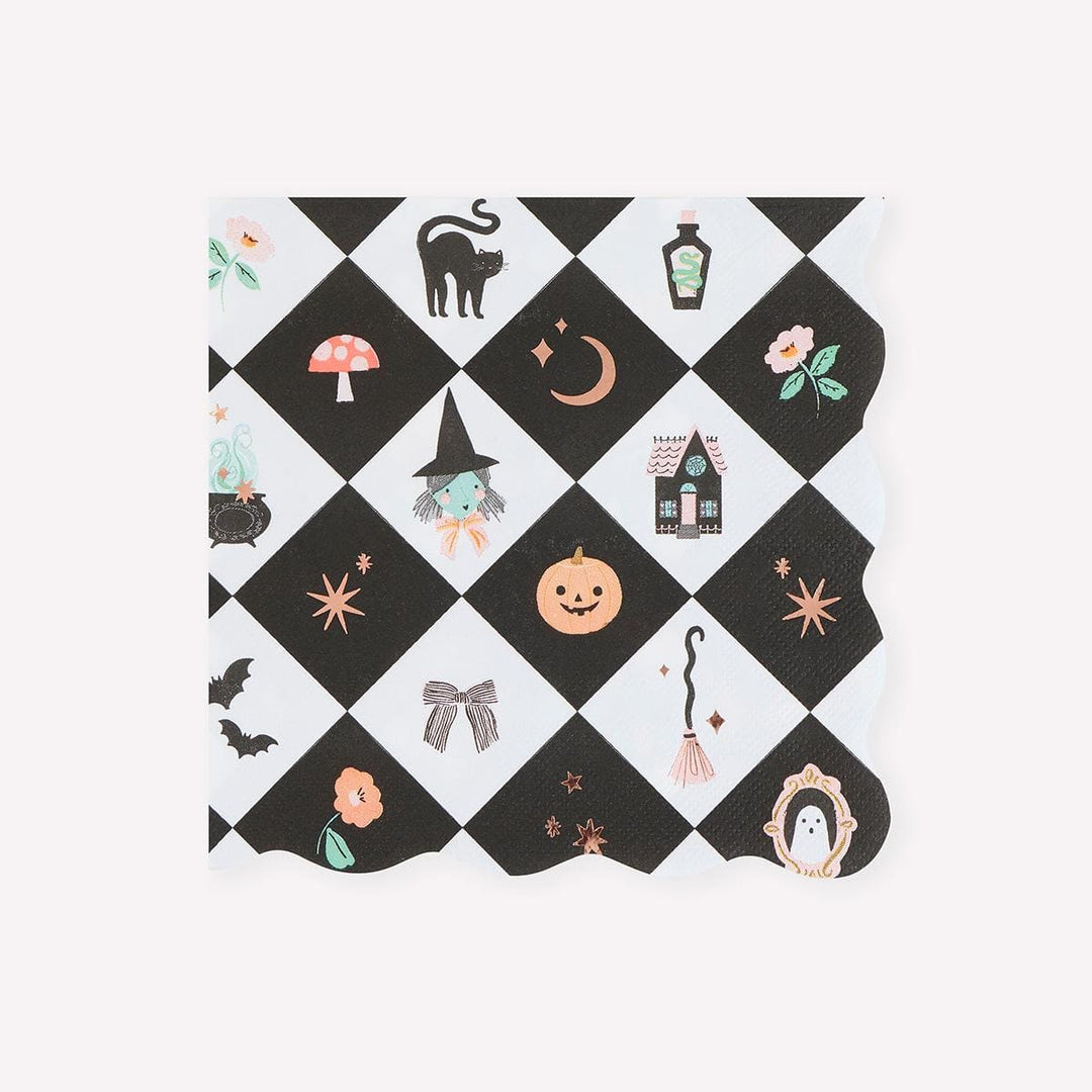 Patchwork Halloween Large Party Napkins x 16 | Meri Meri party napkins Patchwork Halloween Large Party Napkins x 16