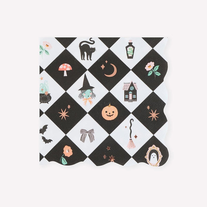 Patchwork Halloween Large Party Napkins x 16 | Meri Meri party napkins Patchwork Halloween Large Party Napkins x 16